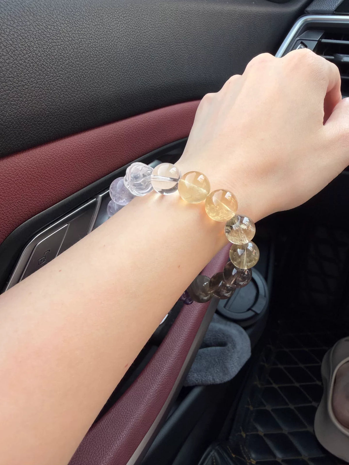 Amethyst Citrine Gradient Beaded Bracelet 12mm