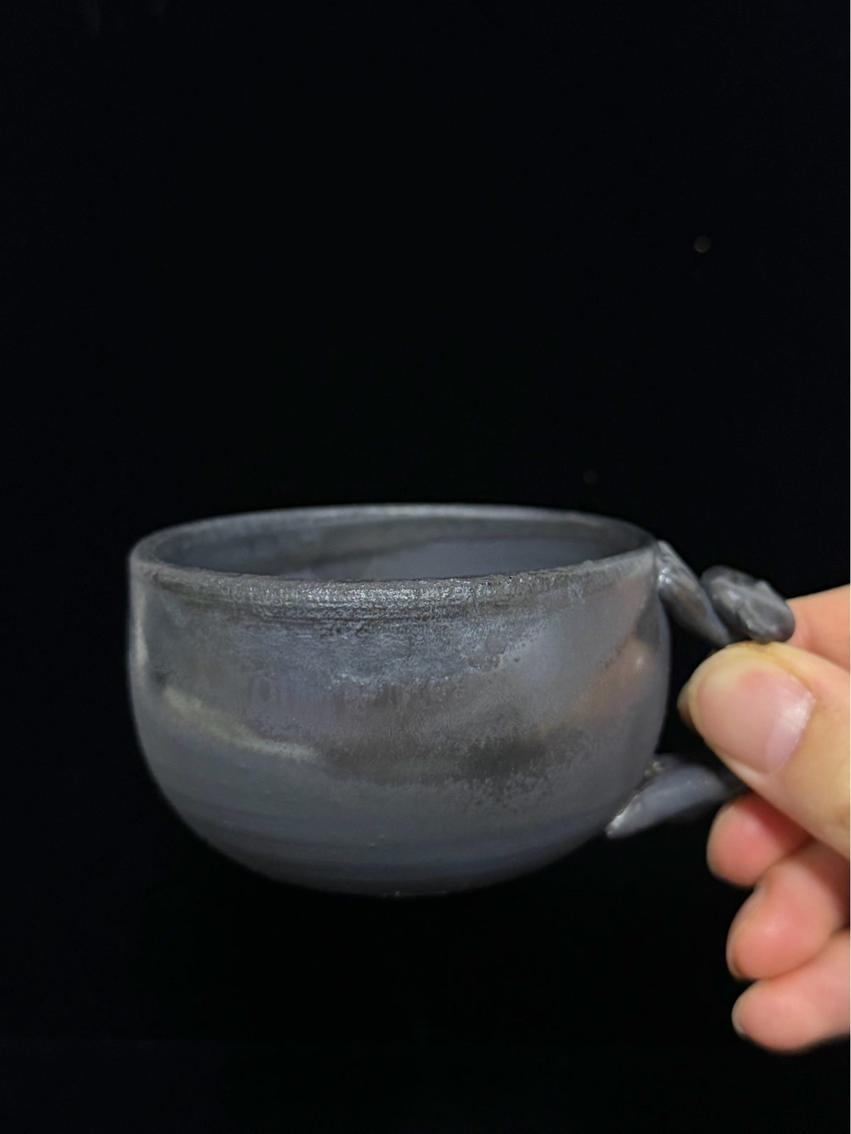 Black Pottery Cat Handle Coffee Cup 170ml