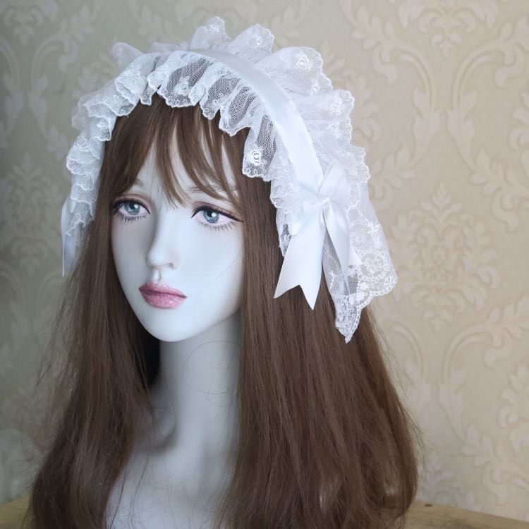 Gothic Lace Headband Ribbon Bow Tulle