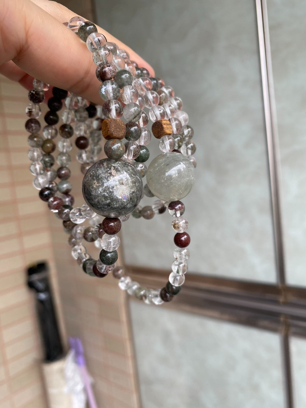 Natural Phantom Quartz Triple Wrap Bracelet