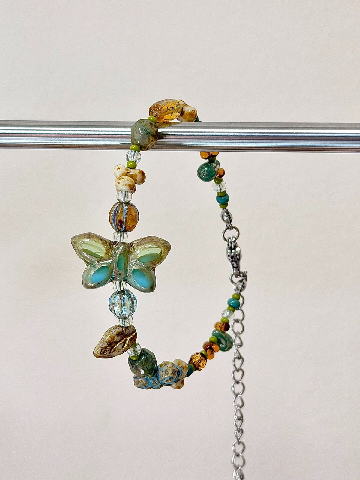 Handmade Czech Glass Butterfly Beaded Bracelet