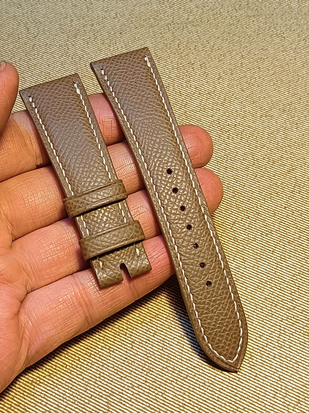 Elephant Gray Leather Watch Strap 22mm