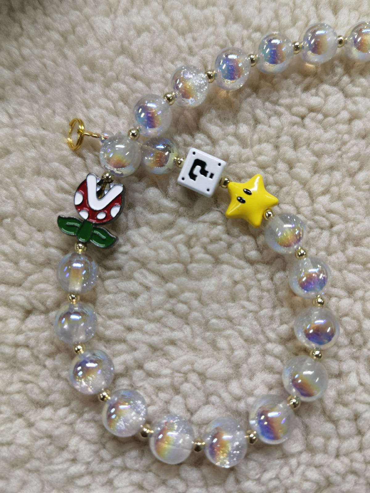 Handmade Mario Glitter Bead Phone Strap