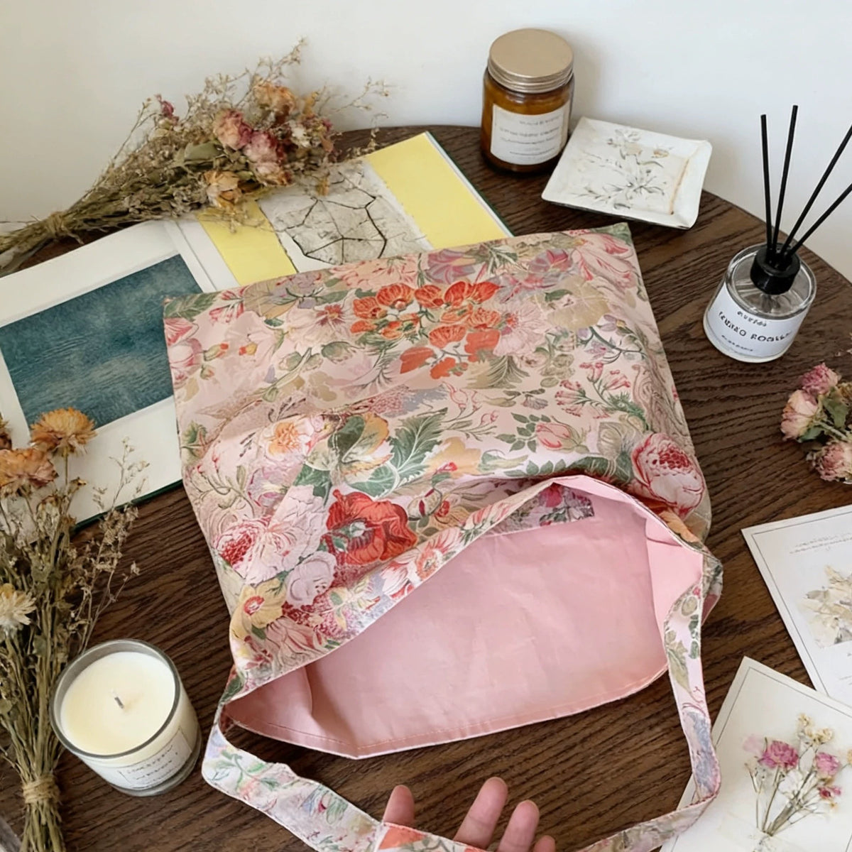 Bolso de algodón Liberty estampado floral vintage jardín rosa