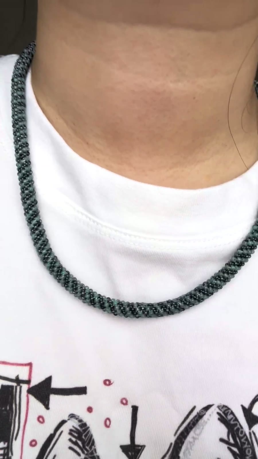 Collana Artigianale in Perline Blu Cordino Intreciato