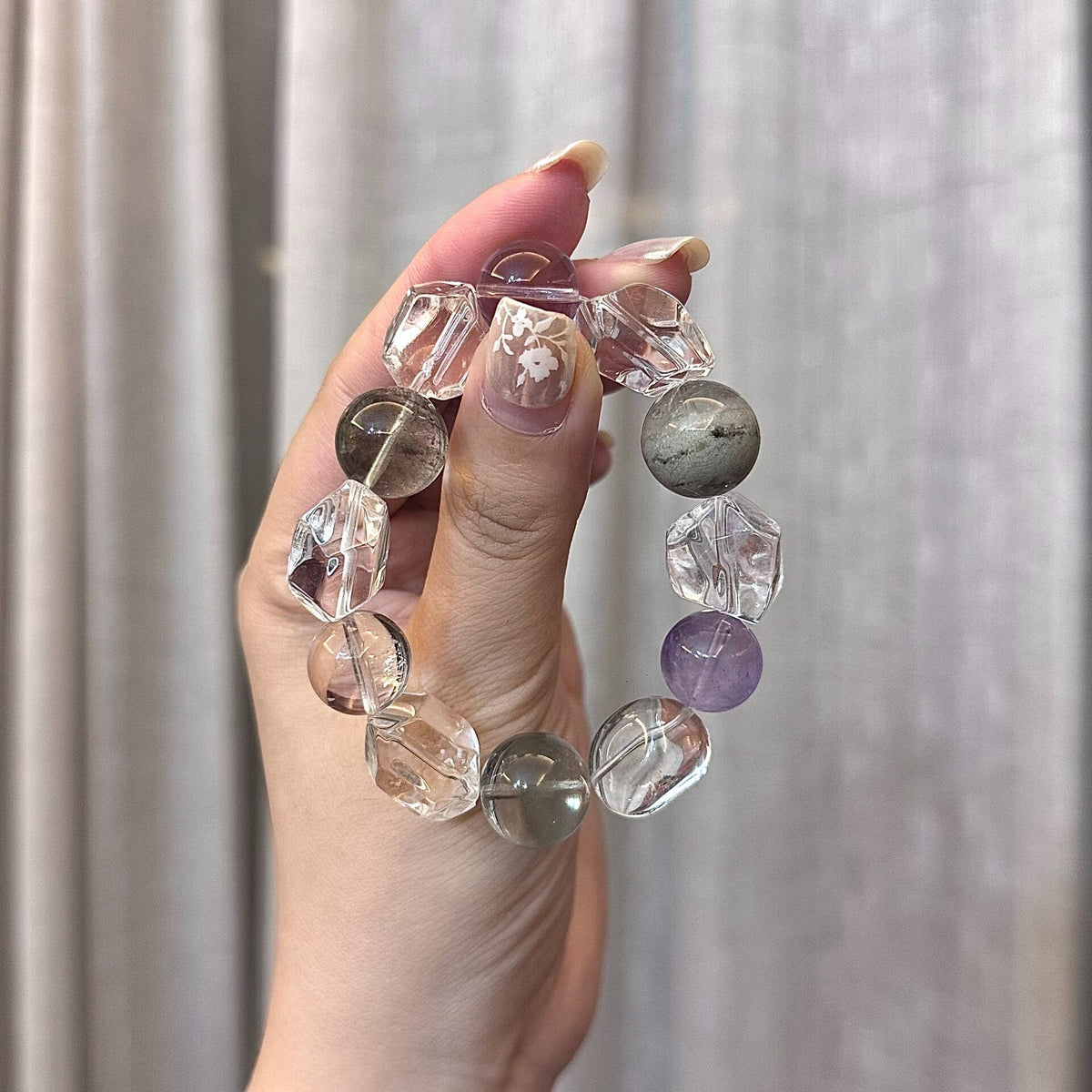 Green Phantom Amethyst Quartz Stretch Bracelet