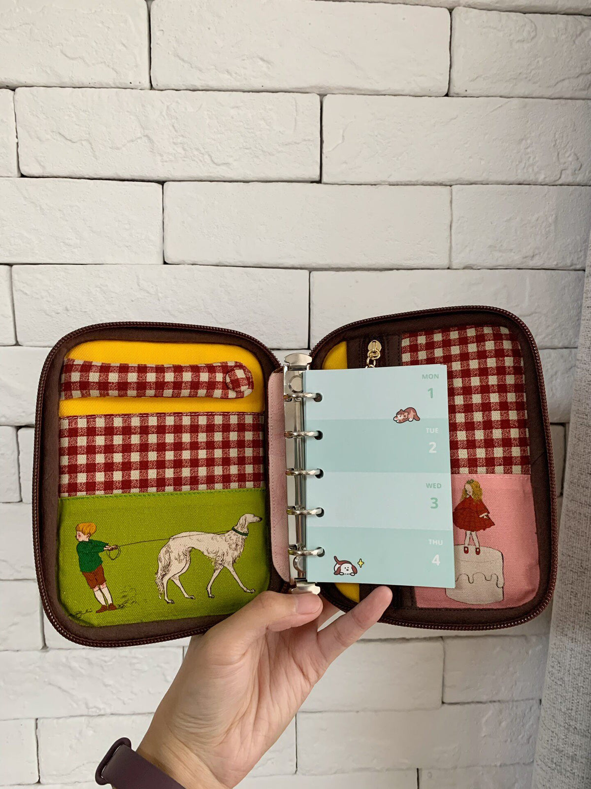 Zippered Organizer Pouch with Illustrated Panels