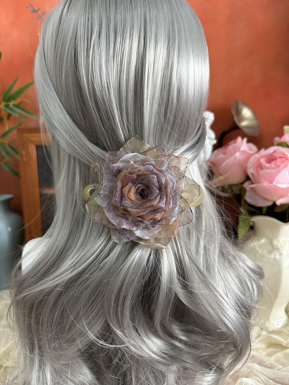 Handcrafted Fabric Rose Hair Claw Clip