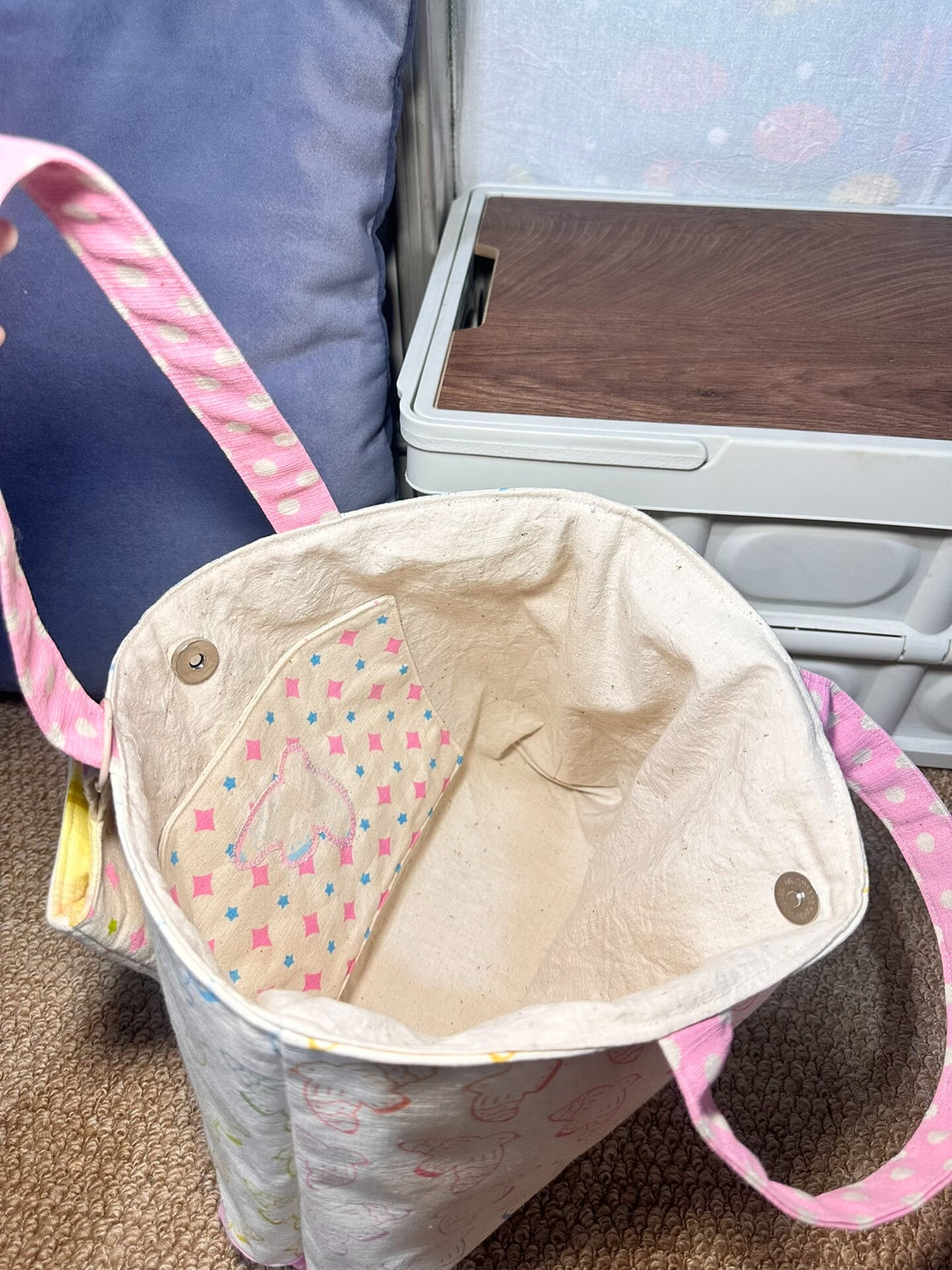 Patchwork Bird Print Large Tote Bag