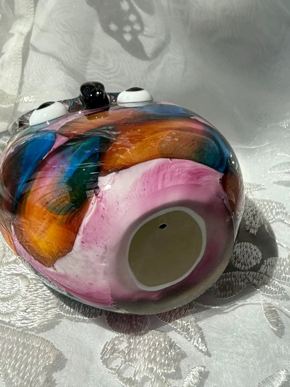 Glass Owl Figurine Multicolor Block Design