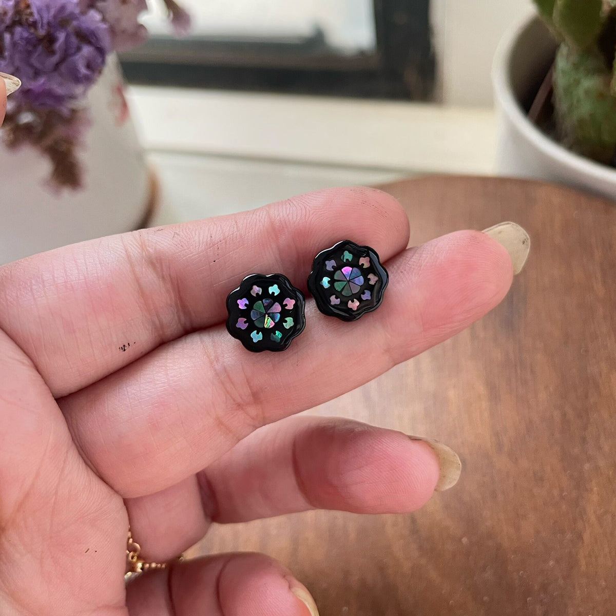 Lacquer Raden Floral Stud Earrings
