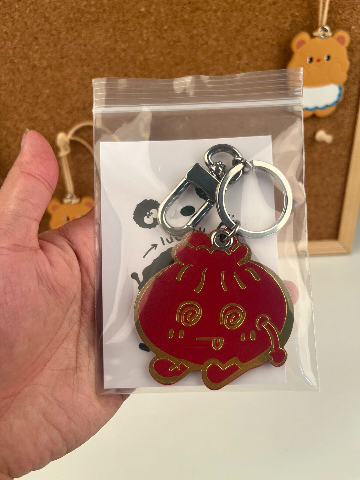 Vegetable-Tanned Leather Bun Keychain Charm