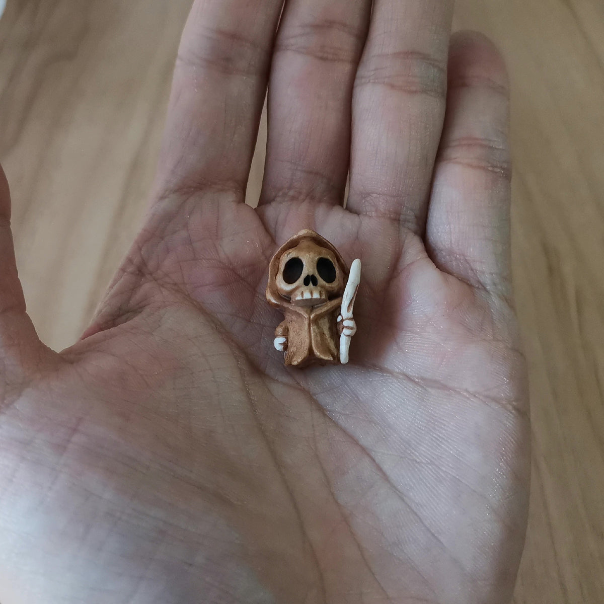 Antler Carved Grim Reaper Skull Pendant Bead