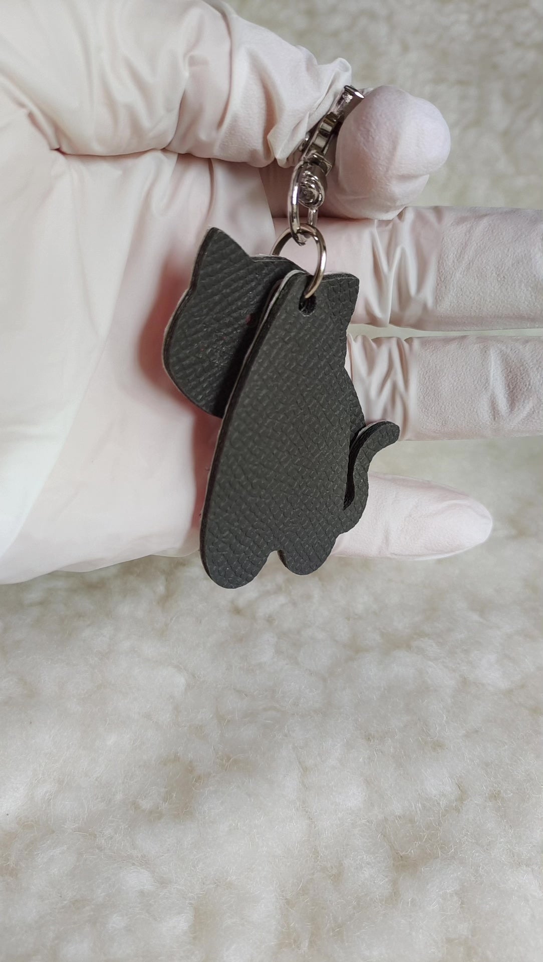 Purple Laser Dragon Scale Cat Leather Keychain