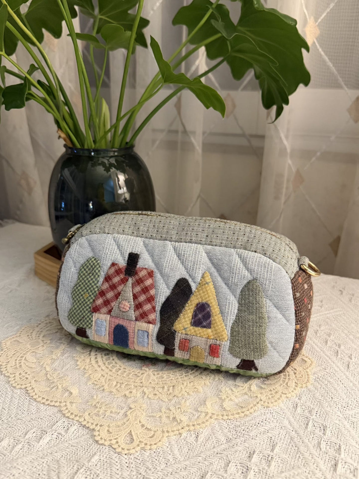 Handmade Double Sided Patchwork Crossbody Square Bag