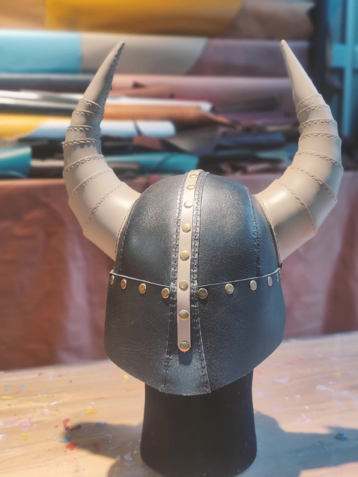 Custom Leather Viking Helmet Mask