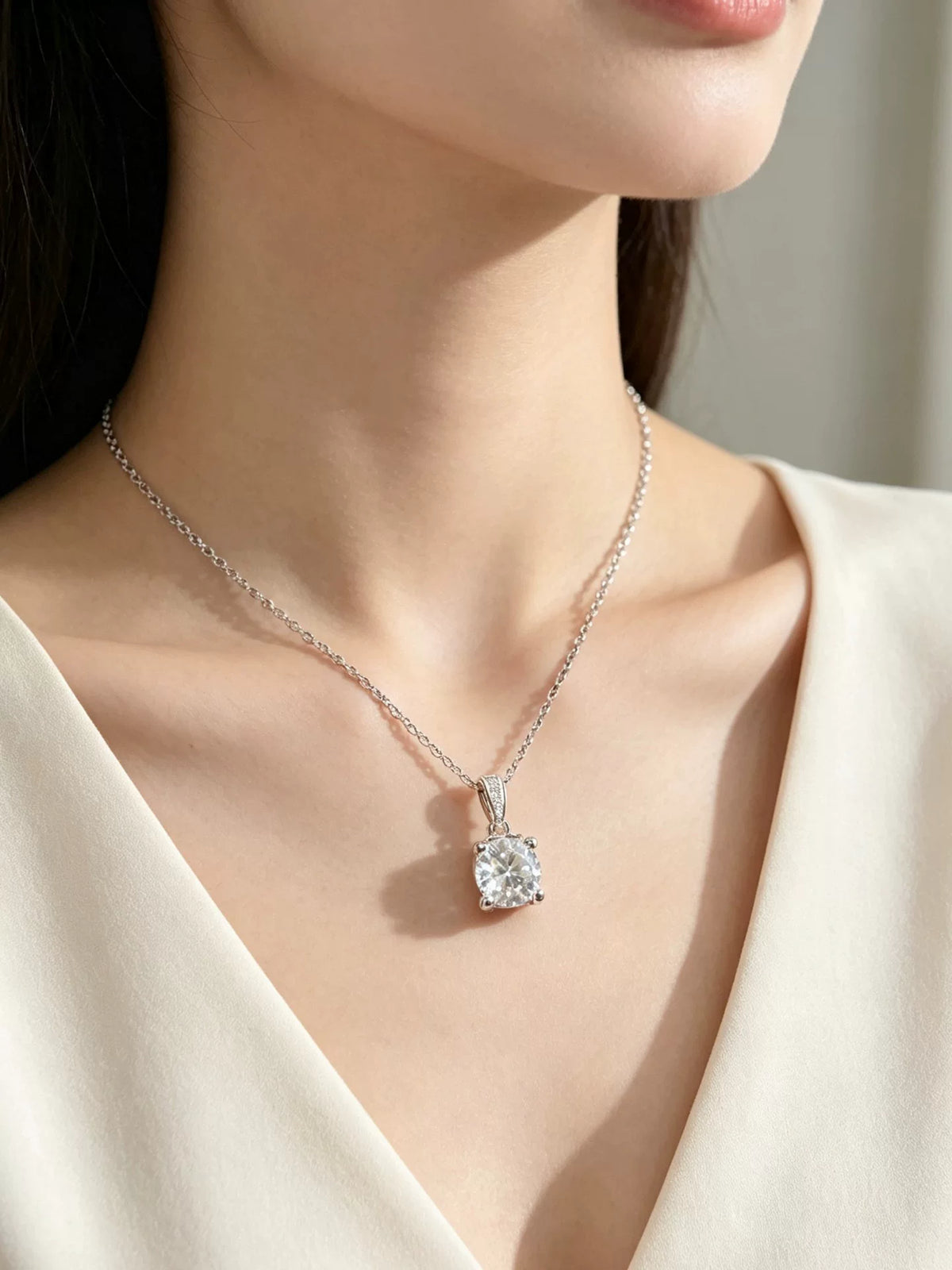 Square High Carbon Diamond Pendant Necklace
