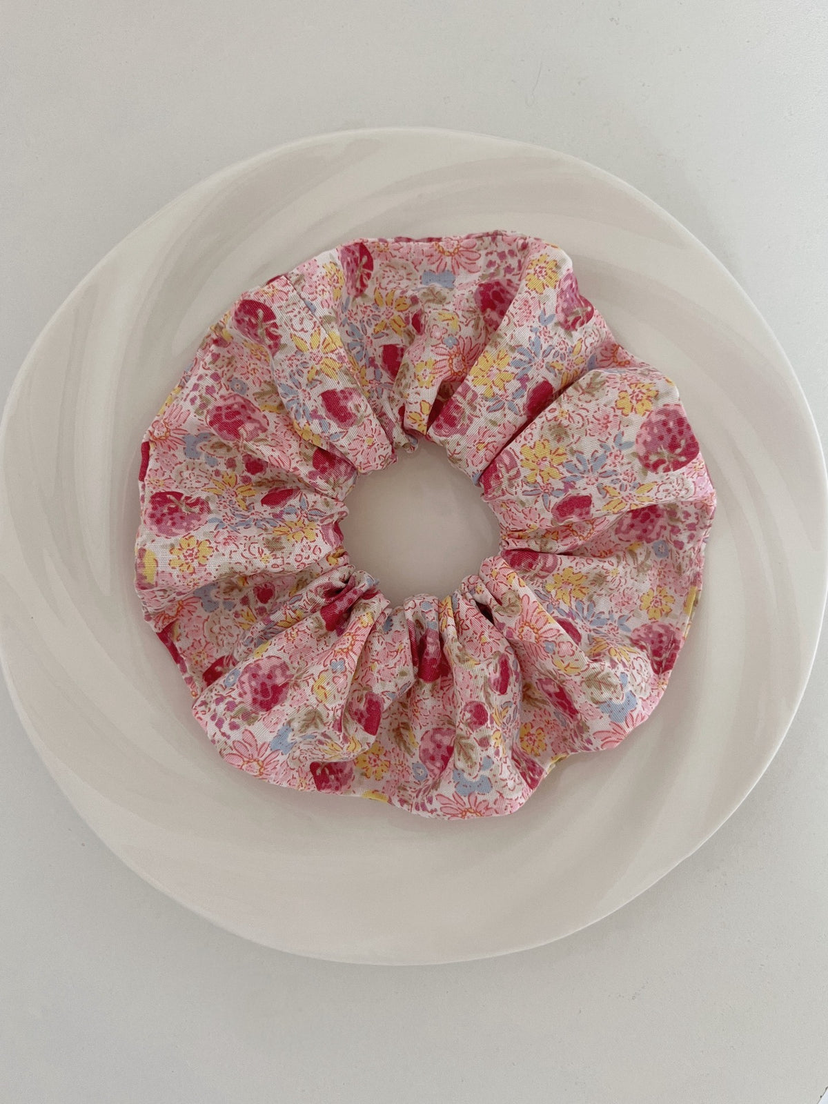 Handmade Berry Print Fabric Hair Scrunchie