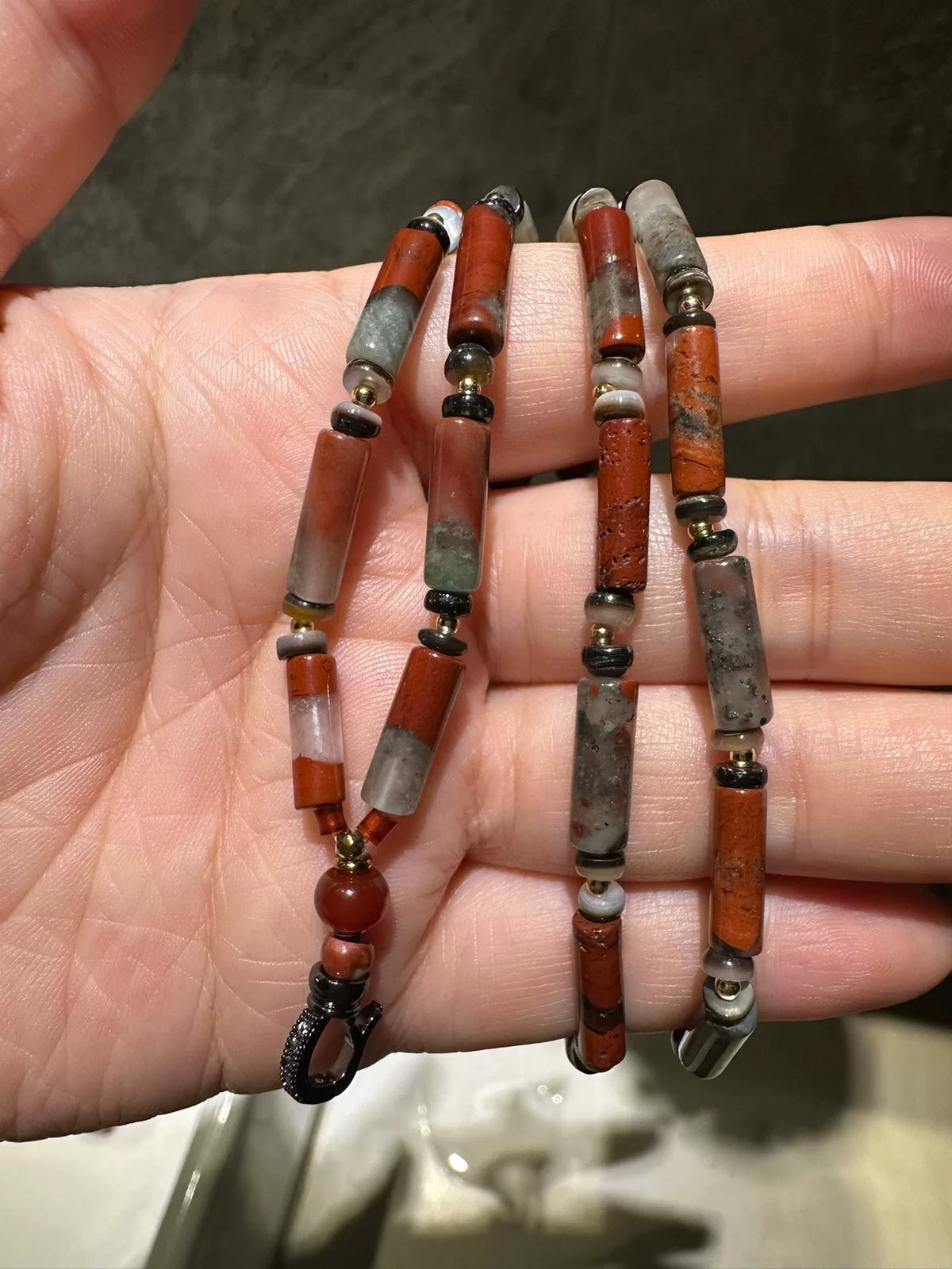 Mexican Peanut Obsidian Pendant Necklace Set