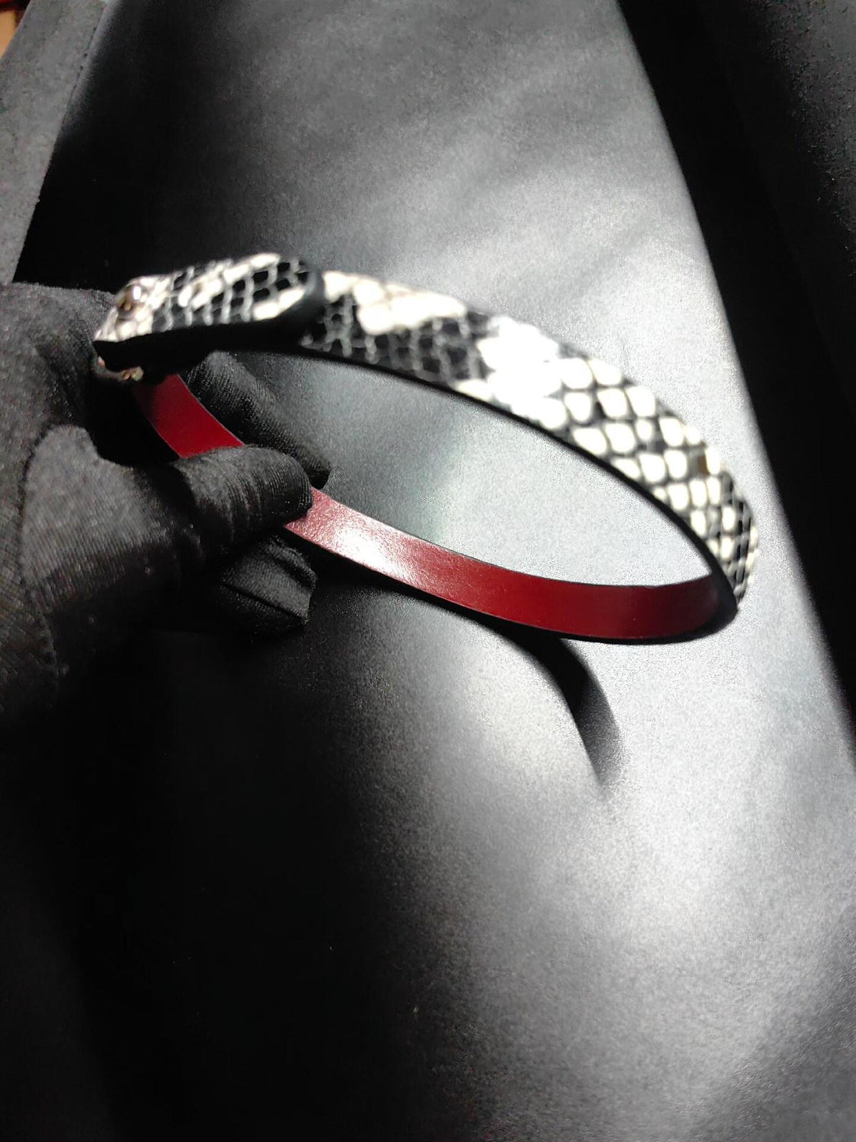 Handcrafted Snakeskin Leather Choker Necklace Bracelet