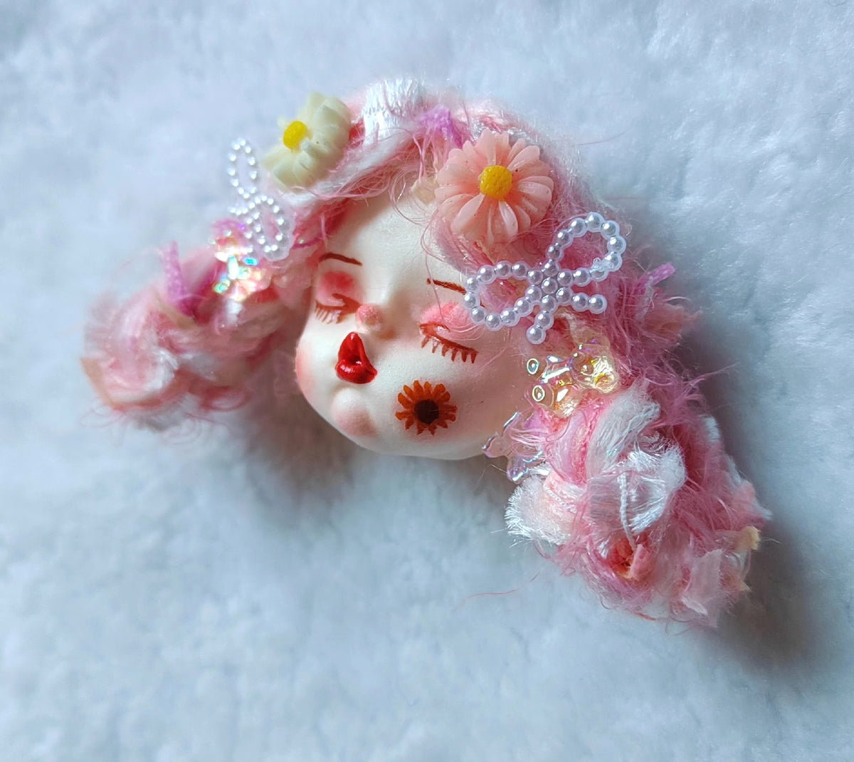 Clay Doll Head Lolita Brooch