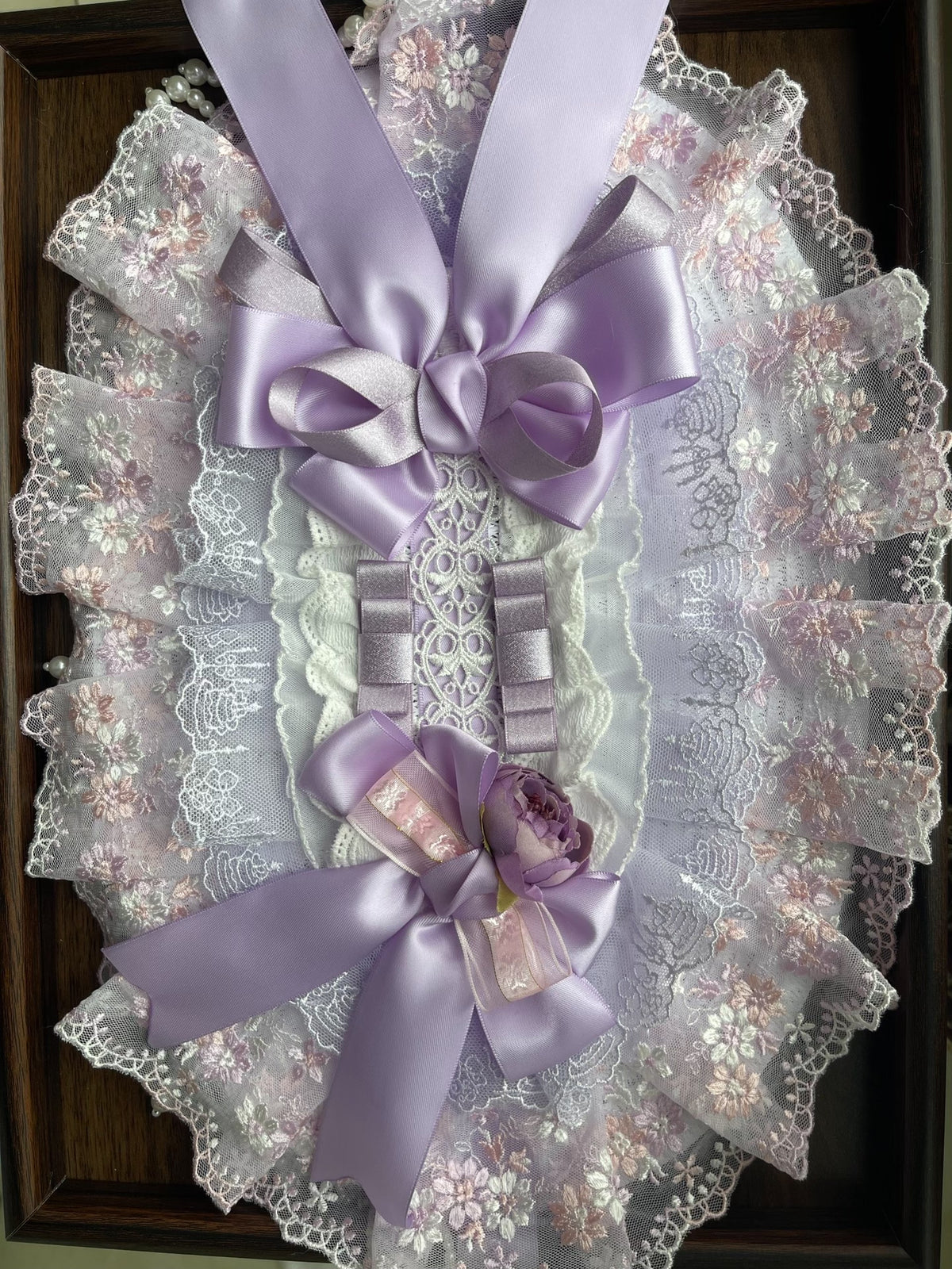Lolita Lace Bonnet with Pearl Trim