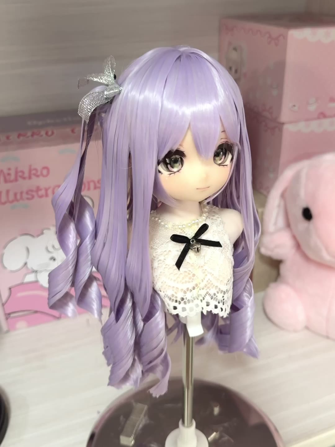 Doll Wig Pastel Lavender Twin Tail