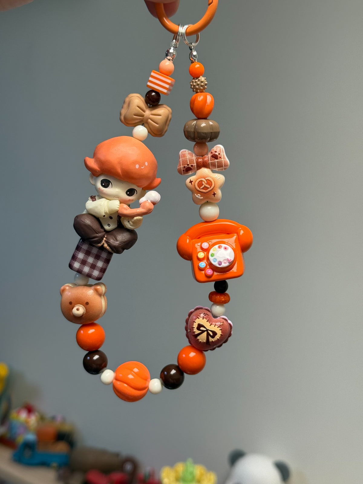 Porte-clés charm DIMOO Sunday Phone Call perles orange