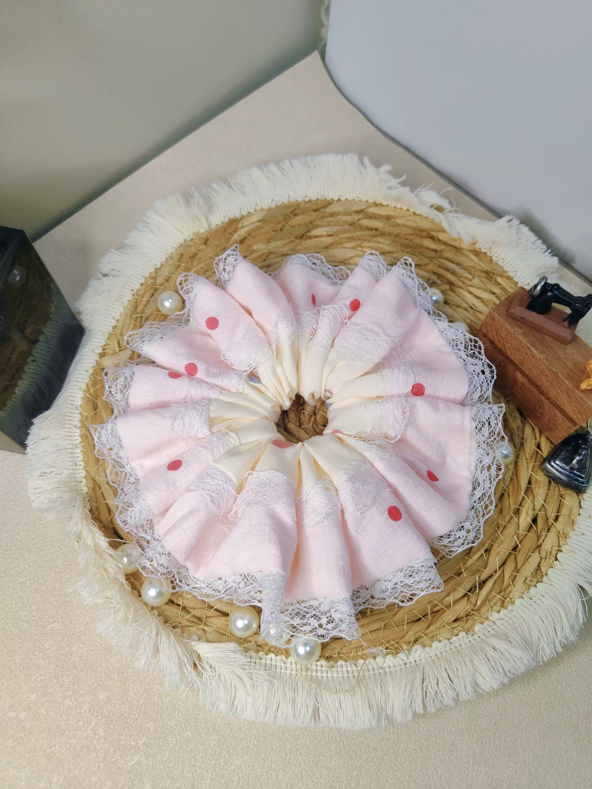 Handmade Pink Polka Dot Scrunchie