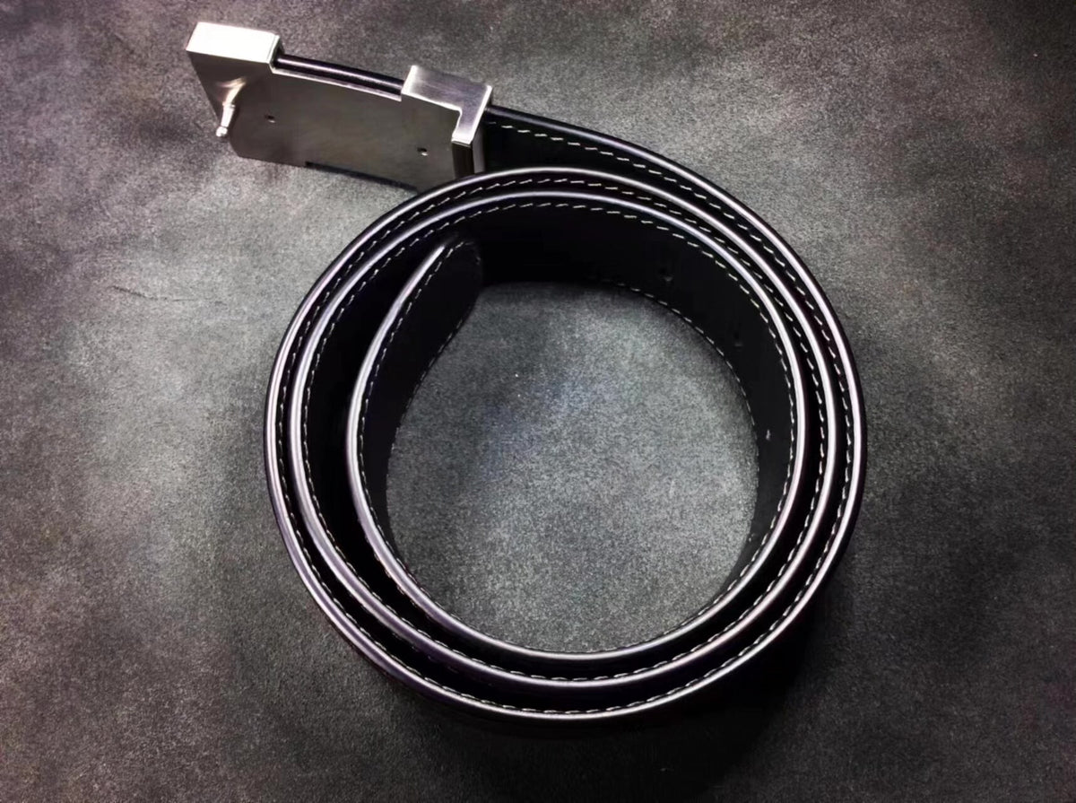 Ceinture en cuir italien avec boucle argentée