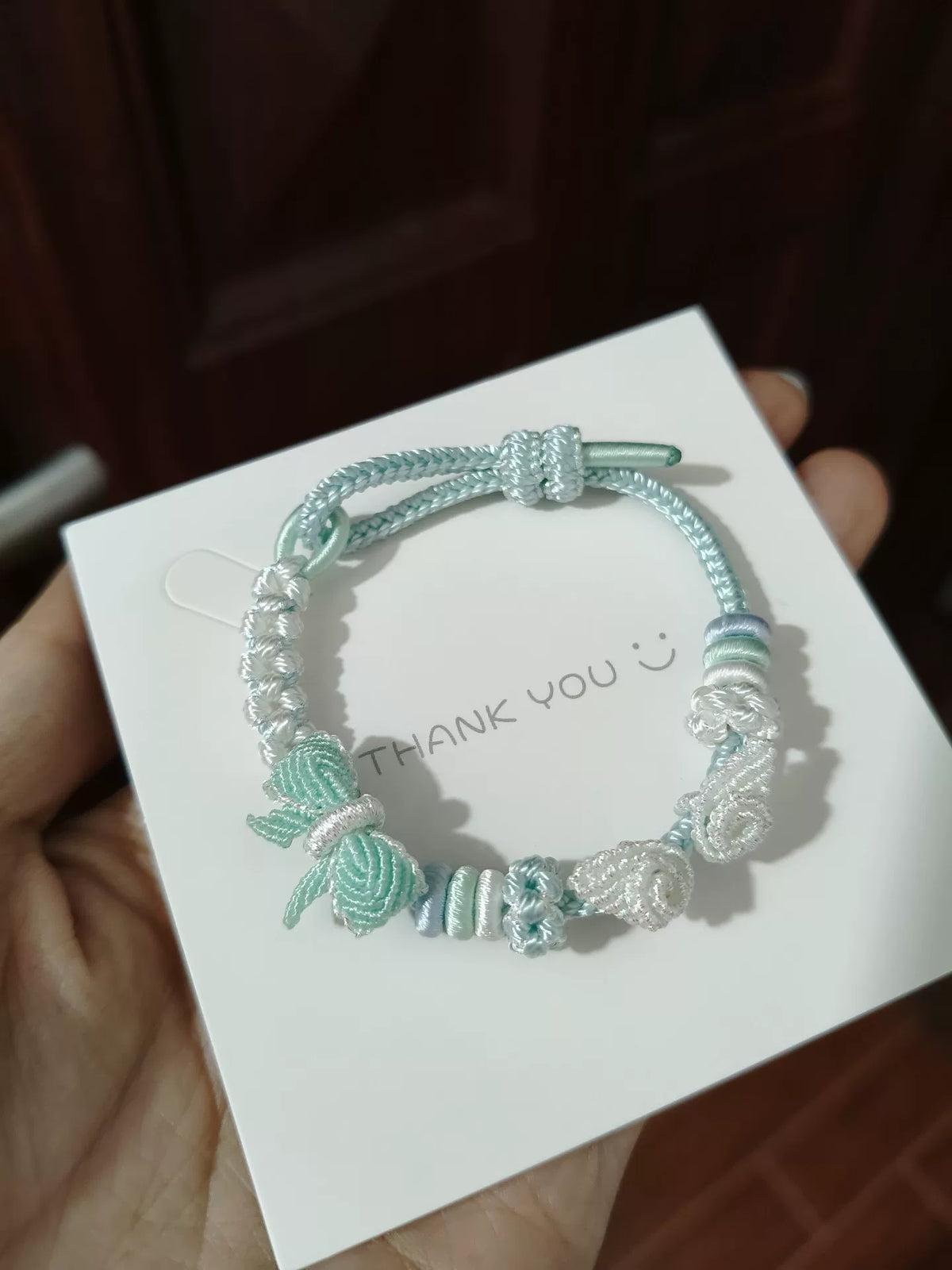 Handmade Mint Green Gradient Braided Cord Bracelet
