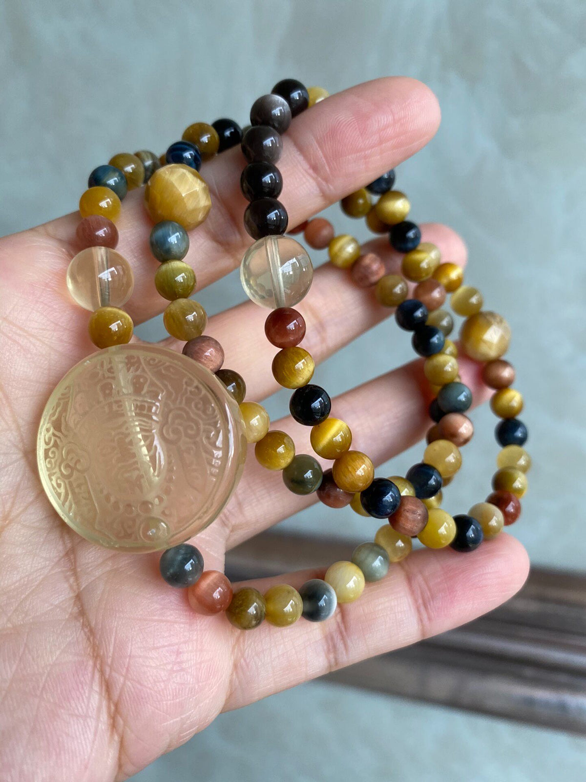 Triple Wrap Tiger Eye Citrine Bracelet