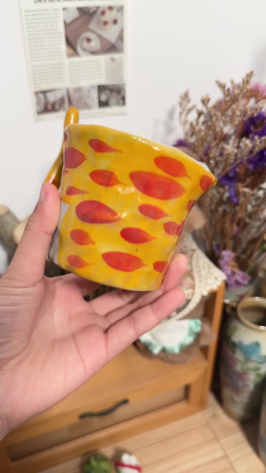 Handmade Orange Tabby Cat Ceramic Coffee Mug