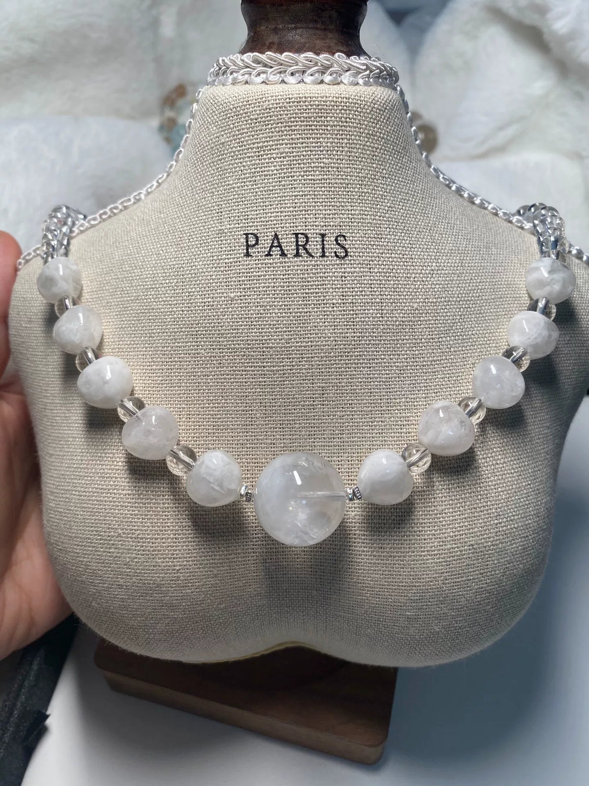 Collana in Quarzo Phantom Bianco con elemento da 19mm