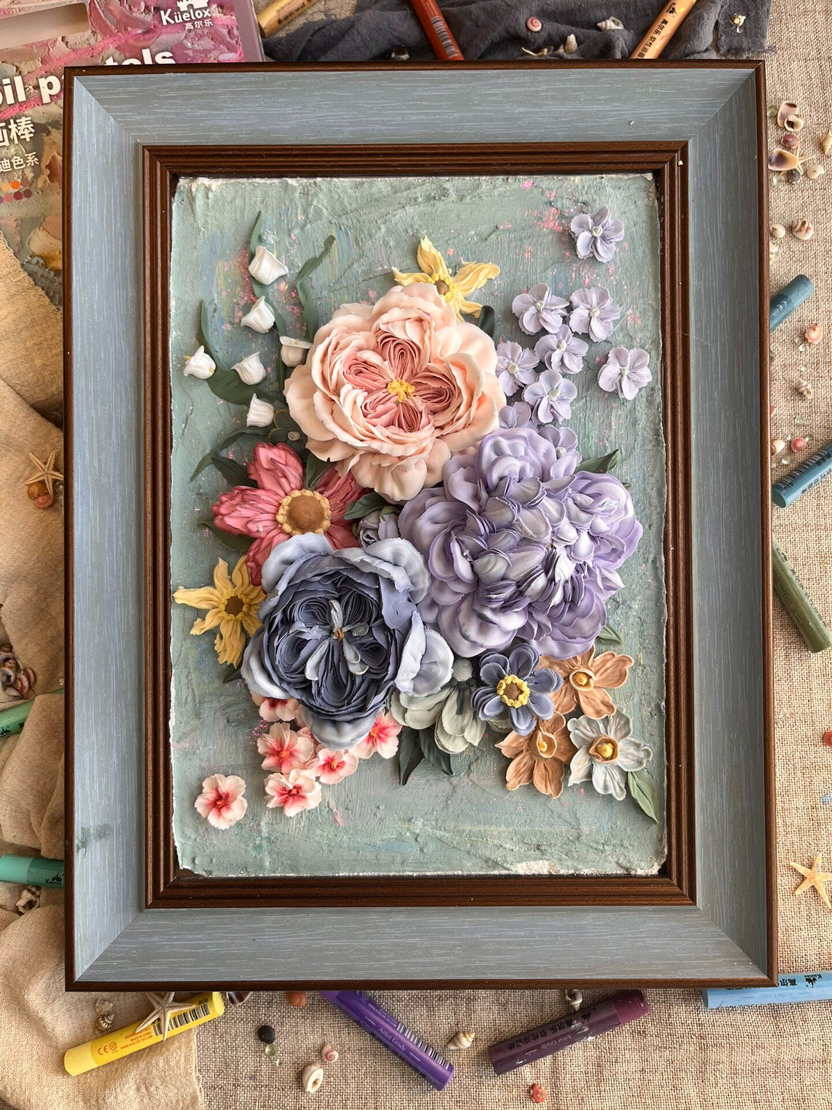 Clay Piping Painting Floral Wall Art