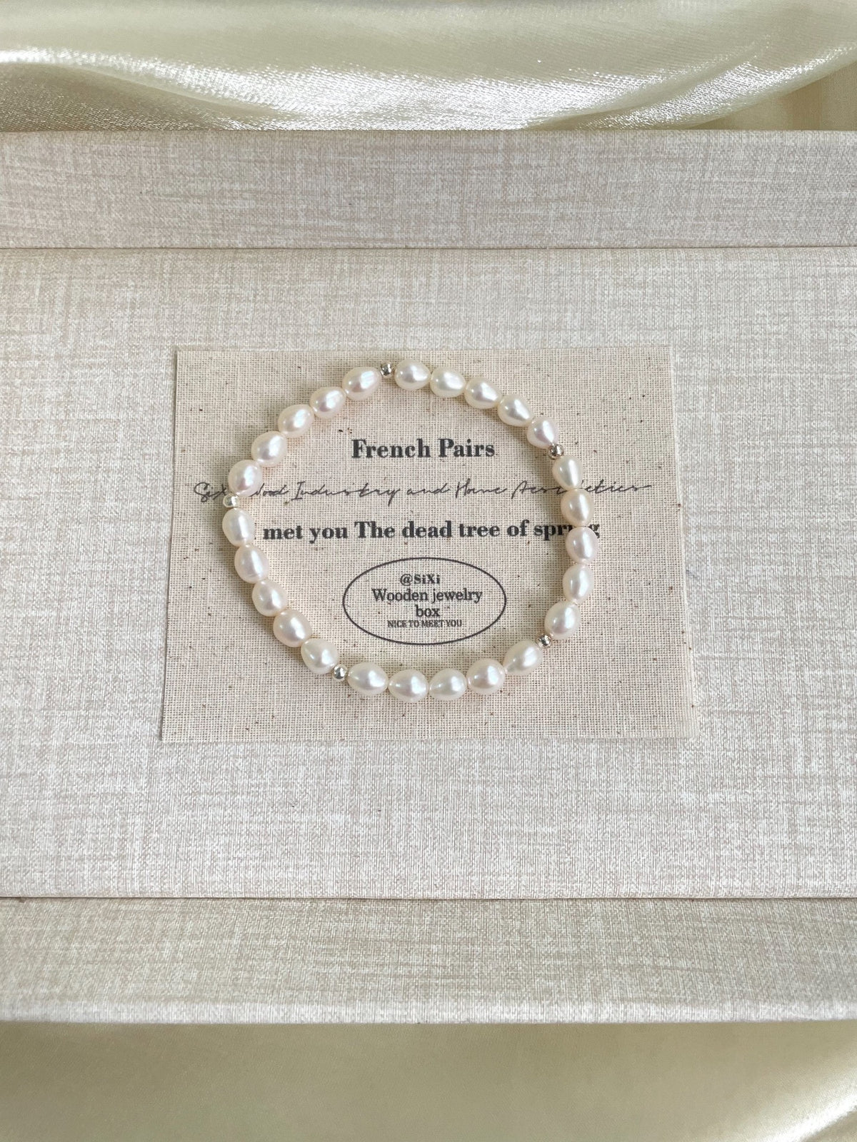 Natural Pearl Bracelet with Silver Spacers