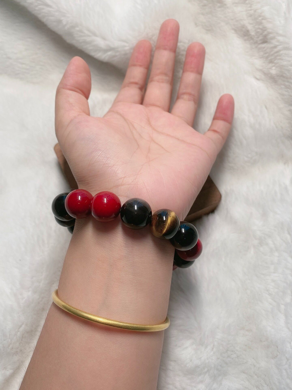 14mm Natural Stone Bracelet Tiger Eye Obsidian