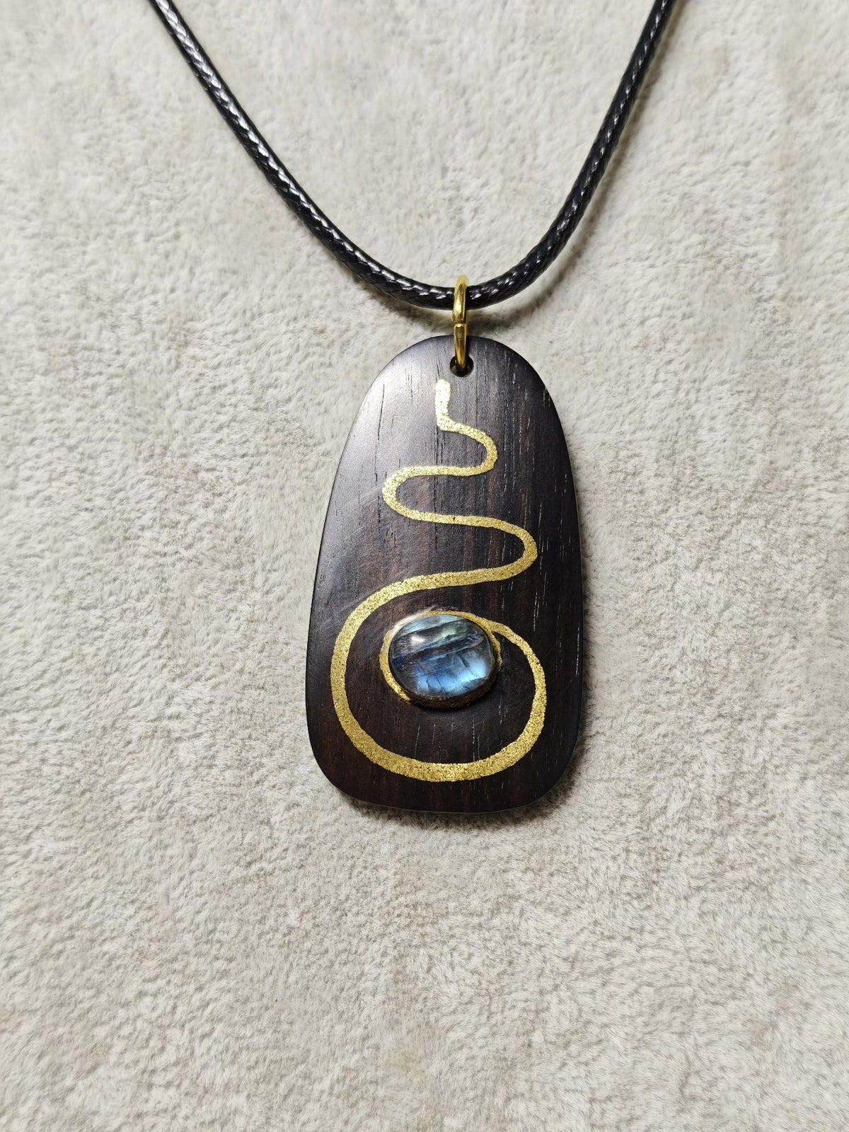 Ebony Inlaid Labradorite Eye Pendant