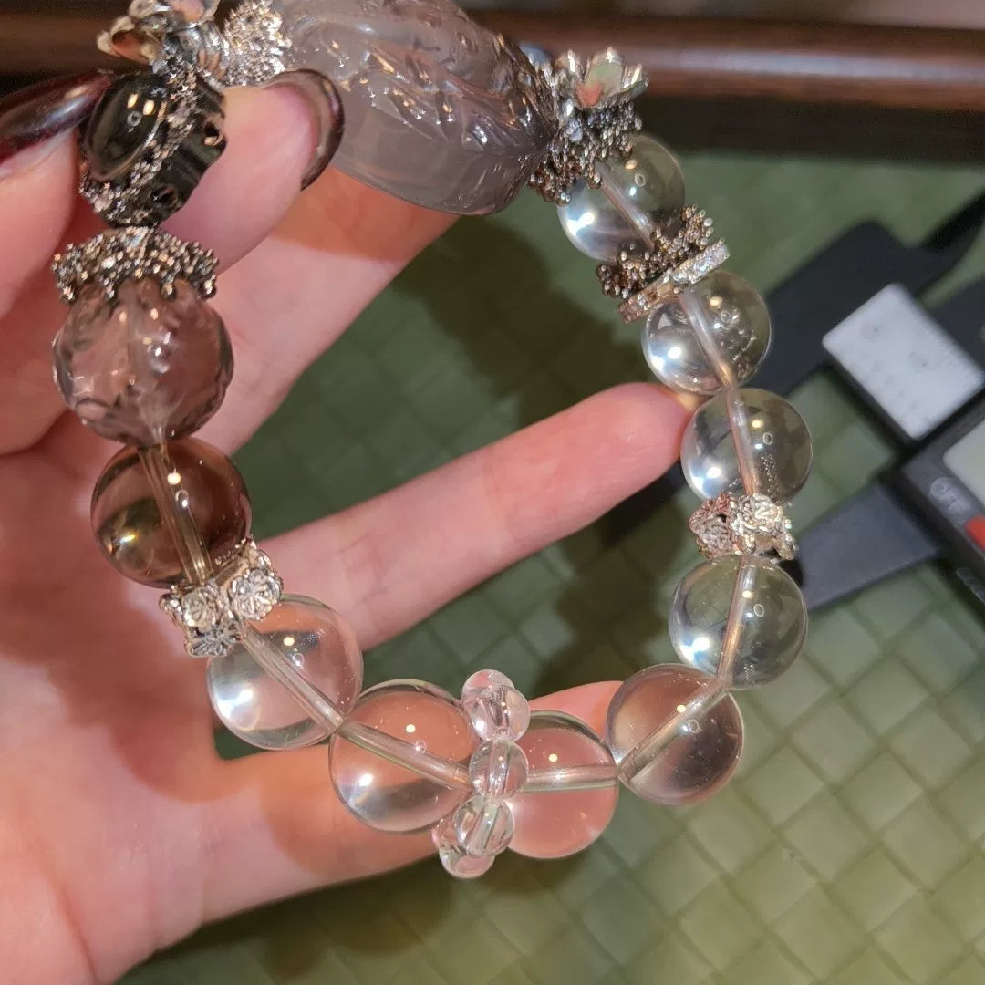 Rookkwarts Gesneden Kralenarmband