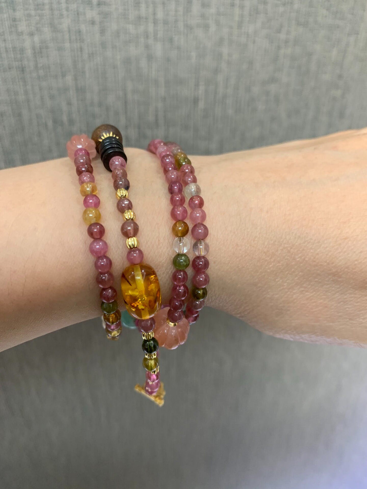 Tourmaline Pearl Multi-Strand Wrap Bracelet