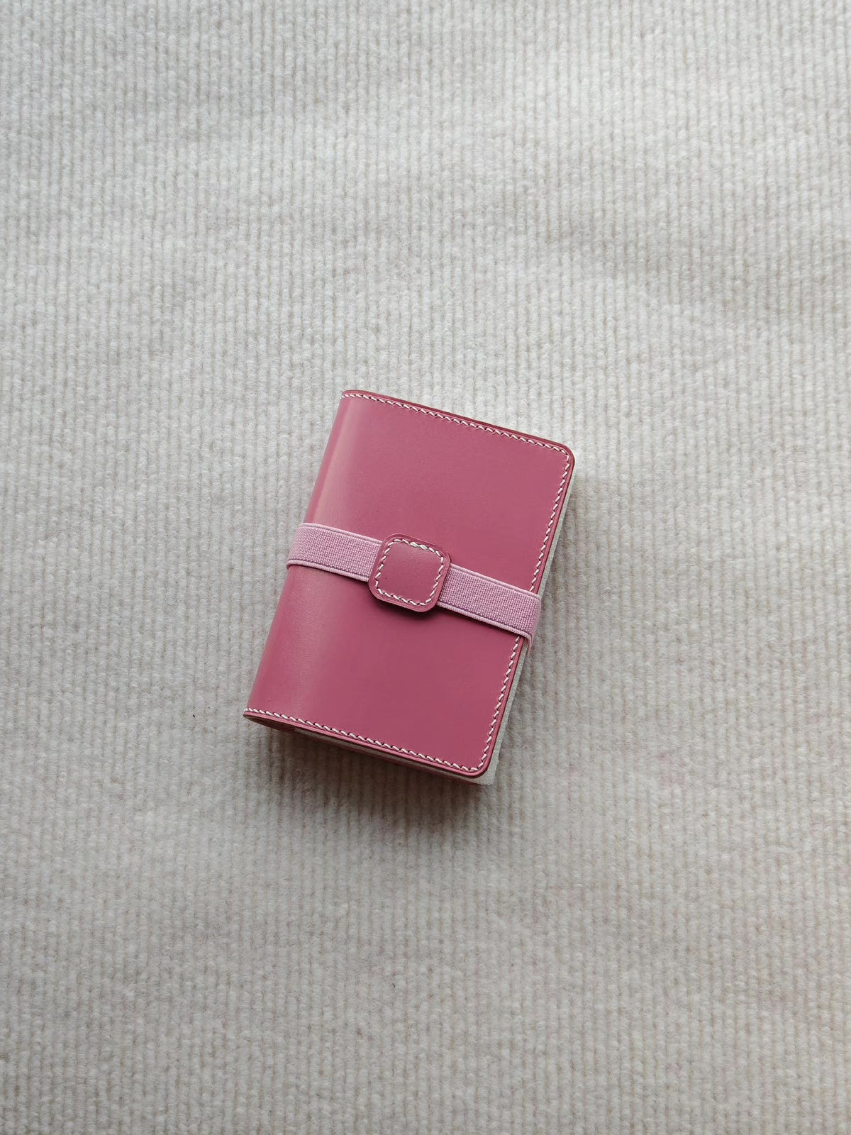 Pink Leather Ring Binder with Six Rings