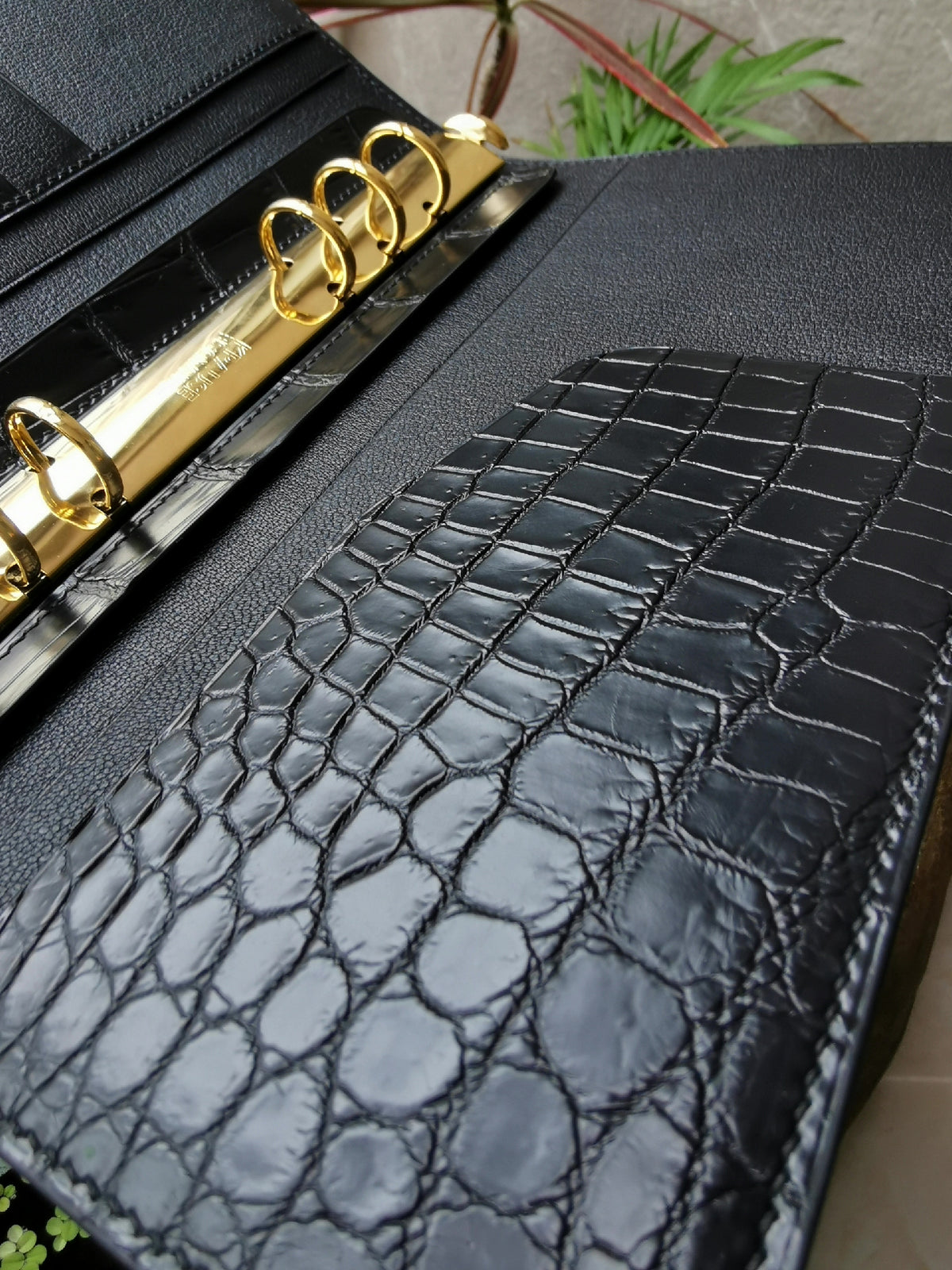 Water Dyed Nile Crocodile Leather A5 Ring Planner