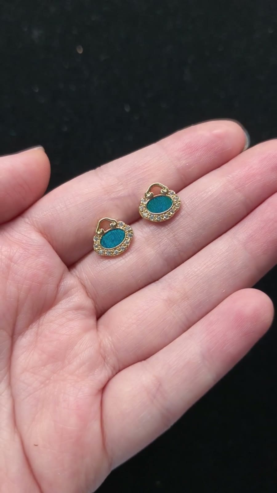 Peacock Feather Ruyi S925 Silver Stud Earrings