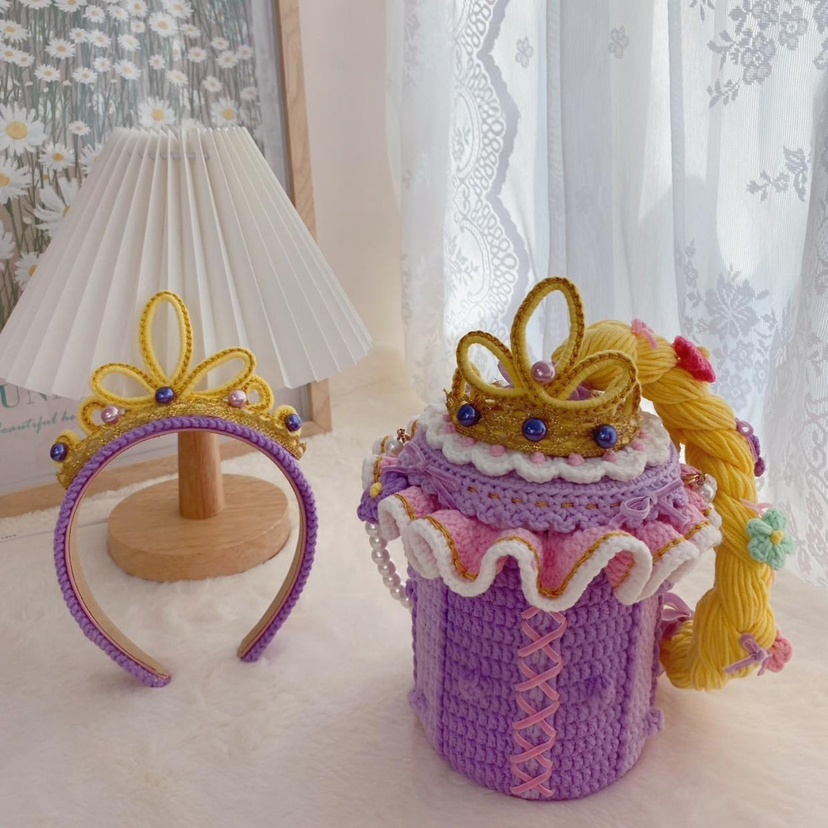 Handmade Crochet Rapunzel Storage Bag Purse