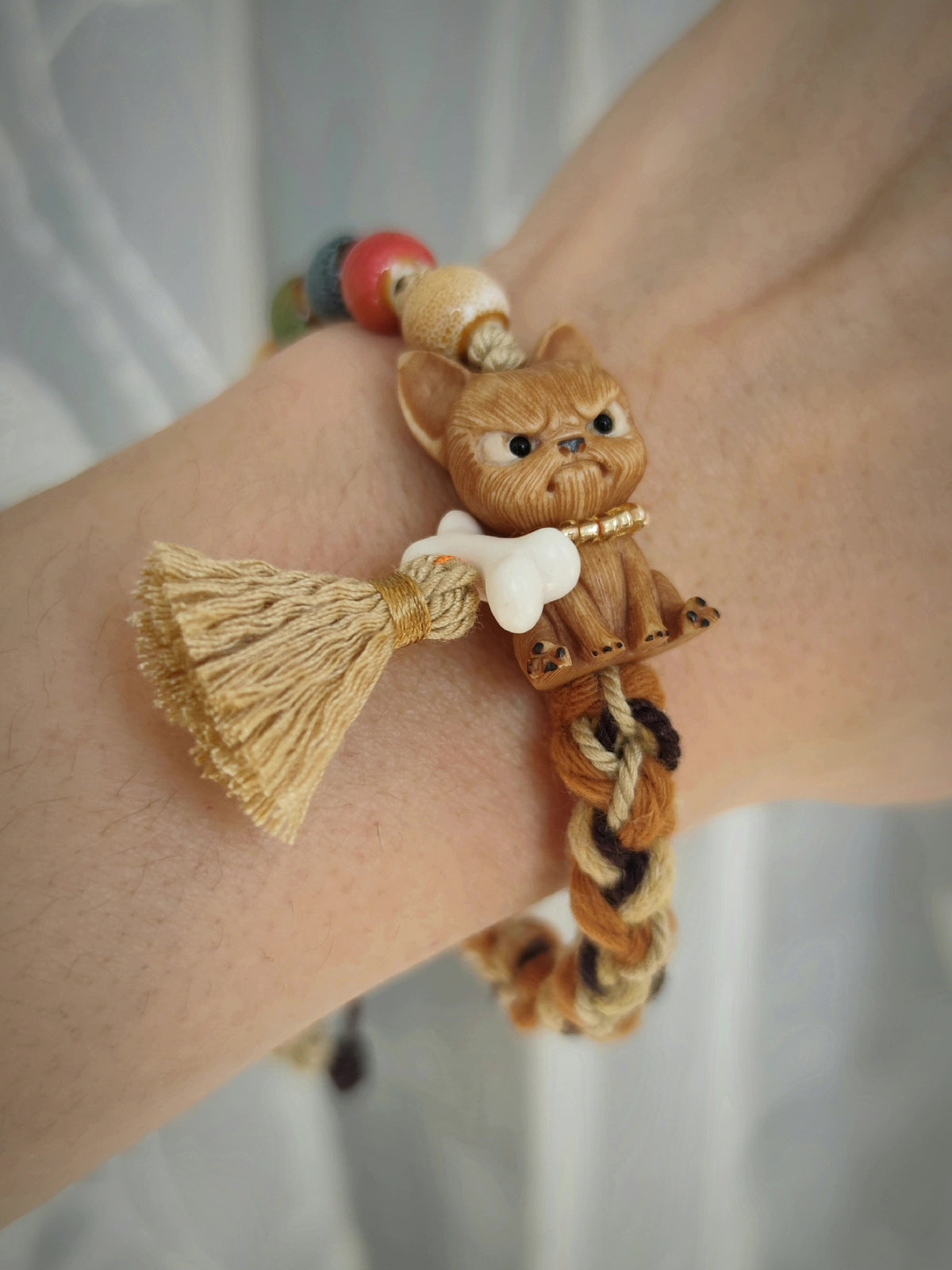Handmade French Bulldog Bone Charm Bracelet