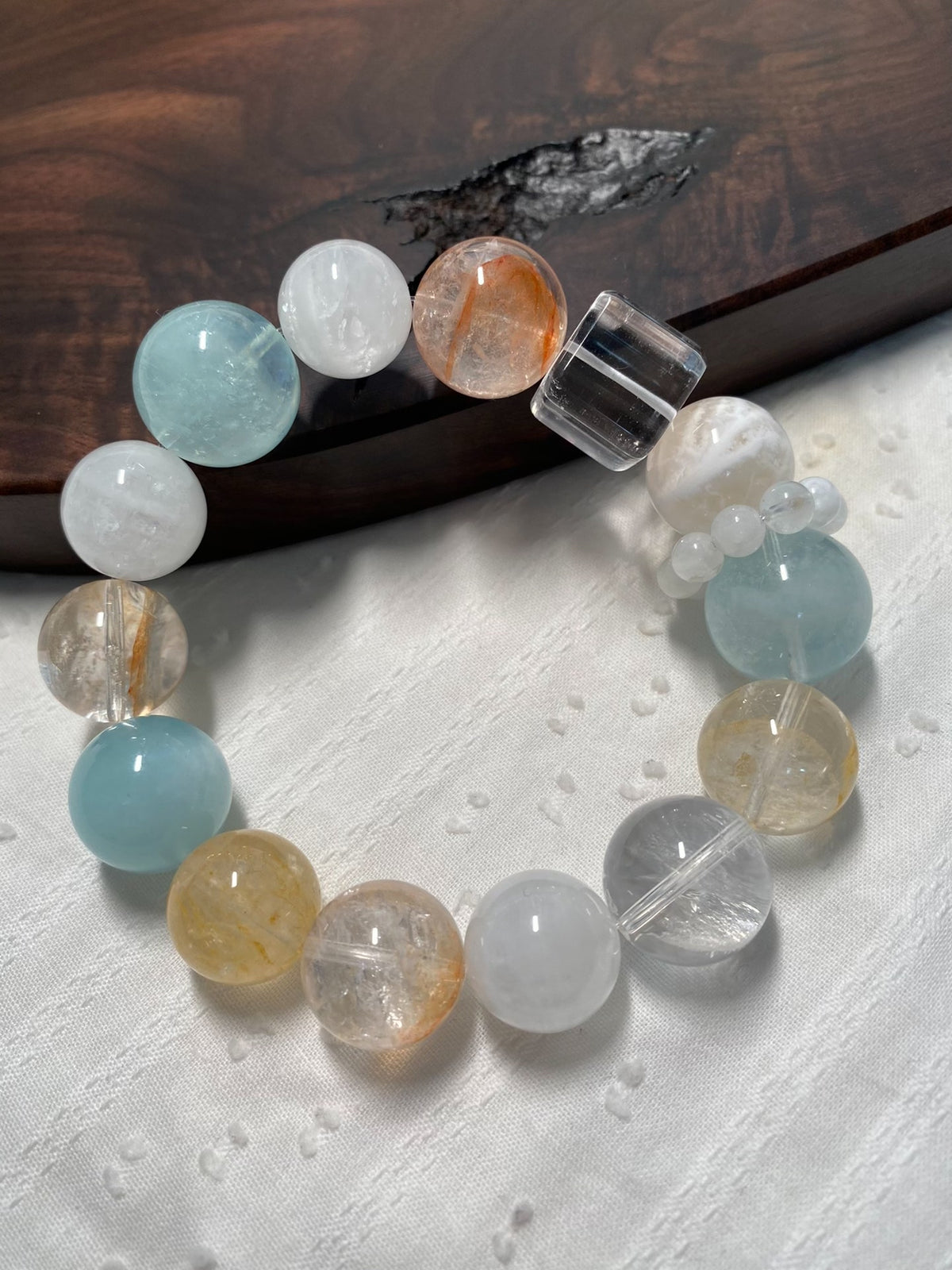 Aquamarine White Phantom Multi Gemstone Bracelet
