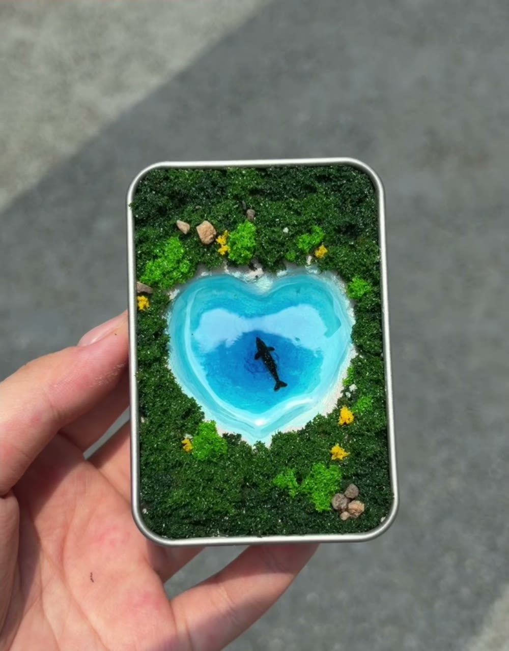 Metal Diorama Box with Whale Scene