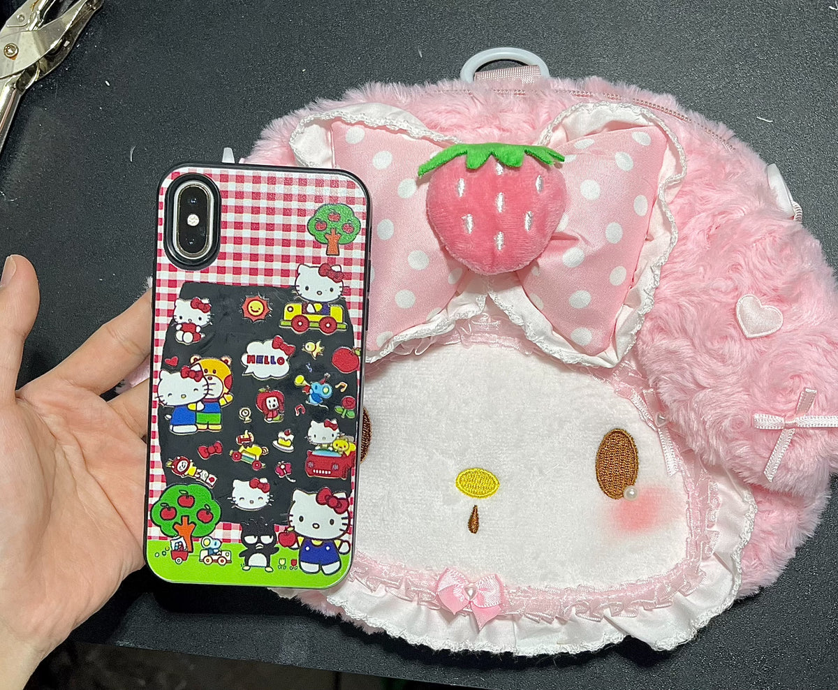 Plush Character Face Pillow with Bow