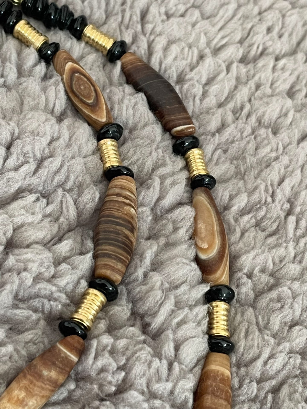 Natural Lava Agate Beaded Necklace