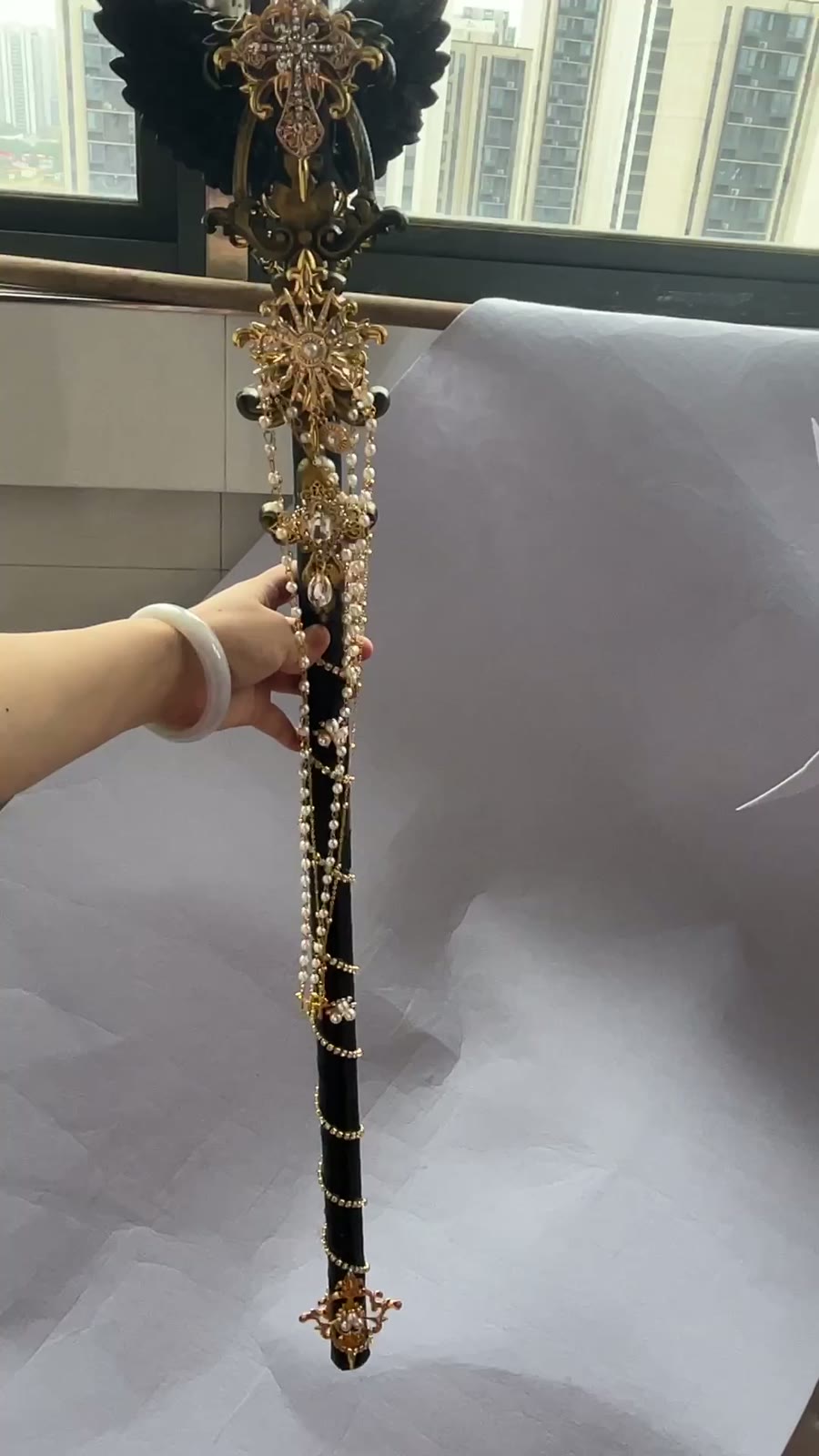 Lolita Black Gold Angel Wing Scepter Staff